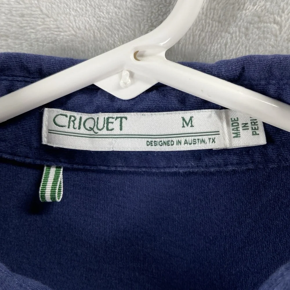 Criquet Shirt Mens Medium Polo Short Sleeve Pullover Organic Cotton Navy Blue